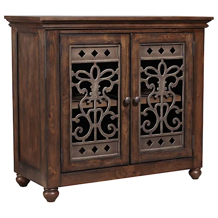 Two Door Sideboard Accented with Metal Fretwork